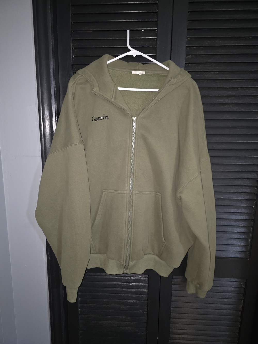 Comfort Olive Green Zip-Up Hoodie